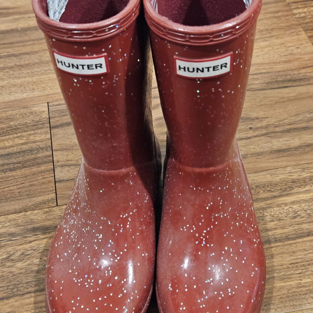 Hunter Red Glitter Rain Boots